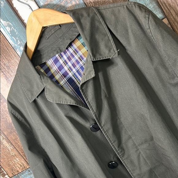 Men's army green & plaid Green Coat - Picture 11 of 16